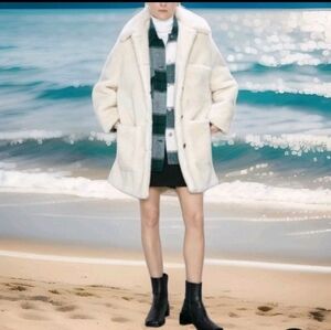 ZARA Oversized Fleece Coats:Ecru, US S, M, L
